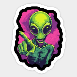 Cosmic Command: The Pointing Alien Sticker